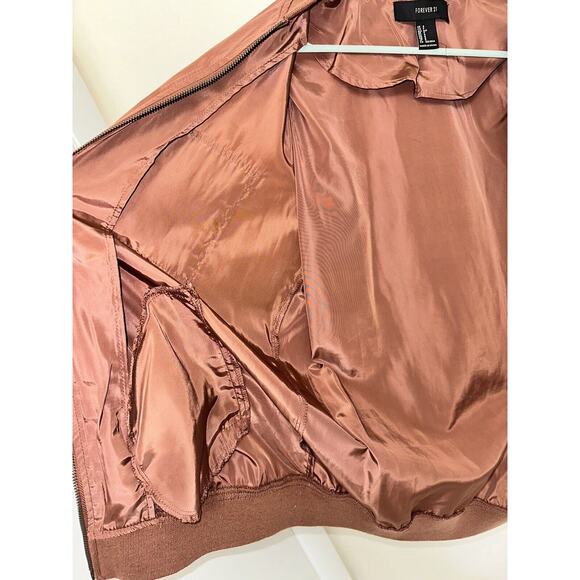 Mens Small Flight Bomber Jacket Lightweight Coat Forever 21 Pink Valentines Day - Picture 4 of 6